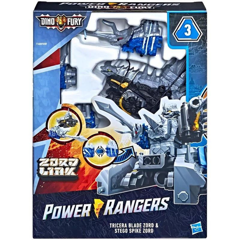 Bonecos Power Rangers Dino Fury Tricera Blade E Stego Spike Zord